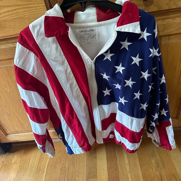 Vintage Limited Edition Medium USA American Flag ZIip Jacket American Clothing - Picture 2 of 6